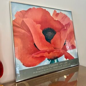Georgia O'Keeffe "Red Poppy" Met Museum of Art Framed Poster, 1988-89, 25 x 28"